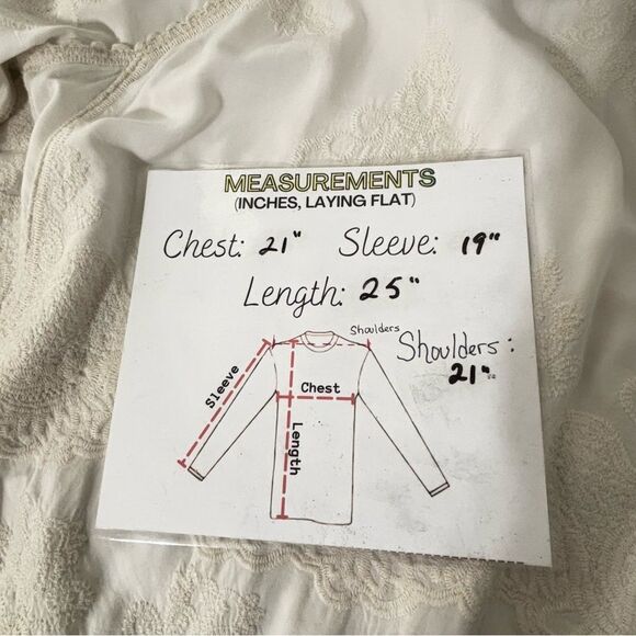 Democracy Cream Boho Lace M Top 3/4 Split Sleeve Embroidered CottageCore Romance - Picture 4 of 12